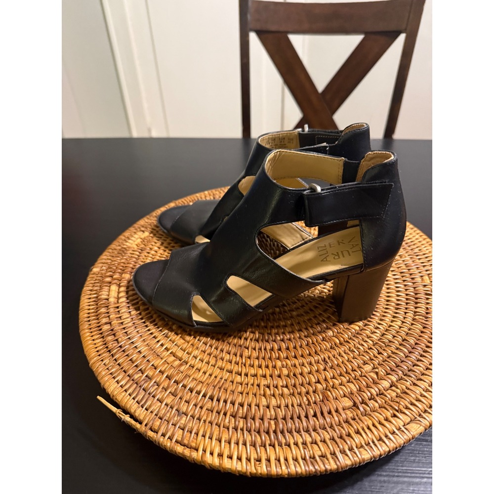 Naturalizer Lexie Womens‎ Black Block Heel Cage Sandals Open Toe Size 8.5M